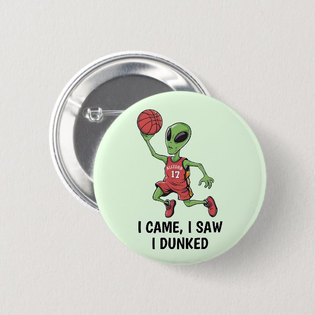 Basketball Alien 6 Cm Round Badge (Front & Back)