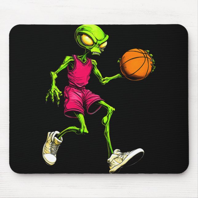 Basketball Aliens Long Sleeve  Mouse Pad (Front)