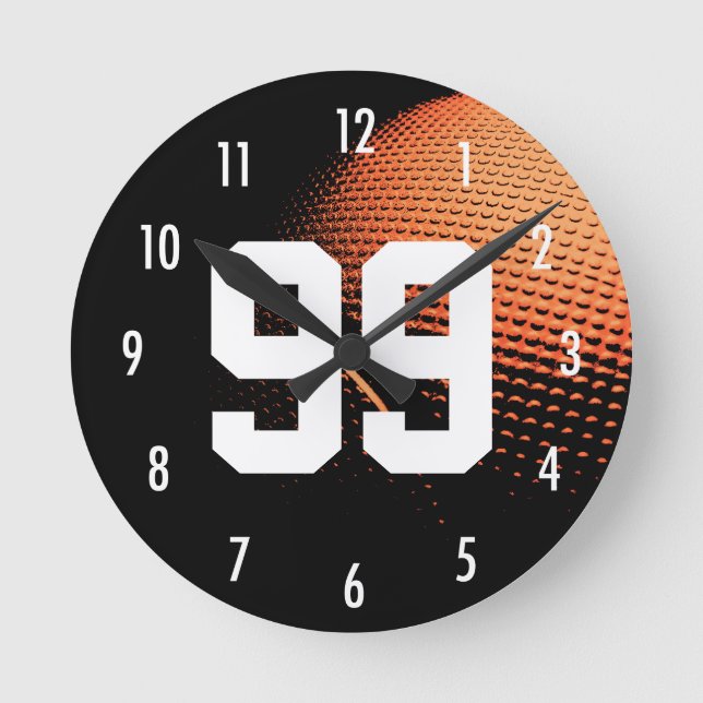 Basketball All Star Custom Number Sport Theme Round Clock (Front)
