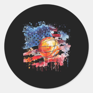 Basketball America Artwork Watercolor Basketball H Classic Round Sticker