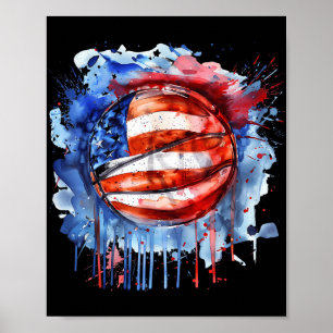 Basketball America Watercolor Basketball Hoop Usa Poster