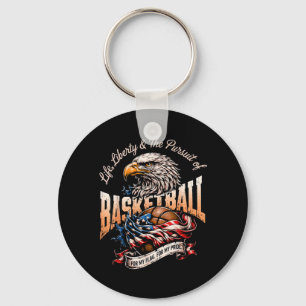 Basketball American Flag Basketball Patriotic USA Key Ring