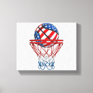 Basketball American Patriotic 4th Of July US Flag Canvas Print