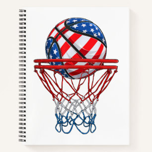 Basketball American Patriotic 4th Of July US Flag Notebook