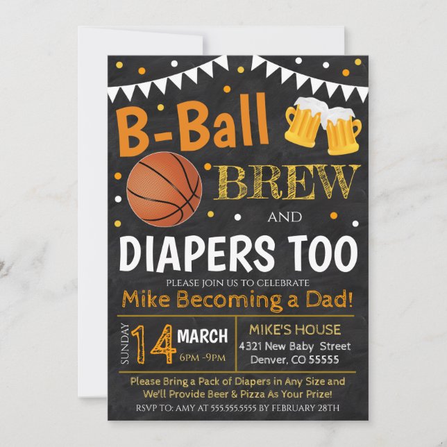 Basketball and Beer Baby Shower Invite (Front)