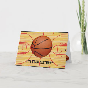 Basketball and Court Design Birthday Card