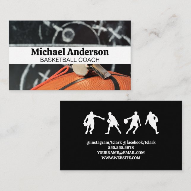 Basketball and Whistle | Coaching Business Card (Front/Back)
