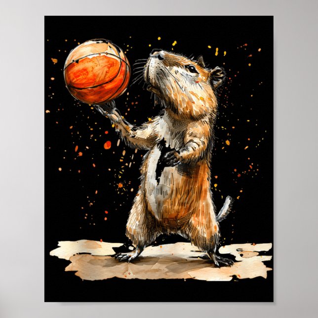 Basketball Animal Art Basketball Hoop Bball Player Poster (Front)