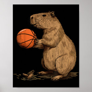 Basketball Animal Art Basketball Lover Capybara Dr Poster