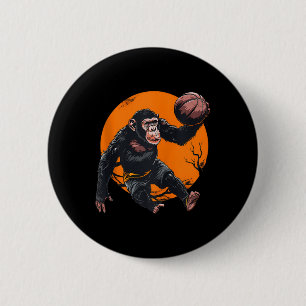 Basketball Animal Art Basketball Lover Monkey Draw 6 Cm Round Badge