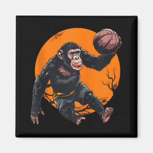 Basketball Animal Art Basketball Lover Monkey Draw Magnet