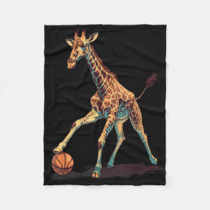 Basketball Animal Art Giraffe Basketball Player Dr Fleece Blanket