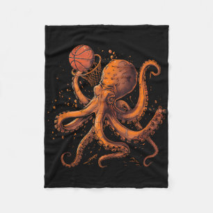 Basketball Animal Art Octopus Basketball Lover Dra Fleece Blanket