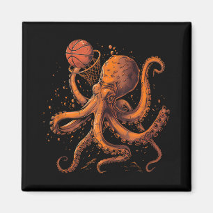 Basketball Animal Art Octopus Basketball Lover Dra Magnet