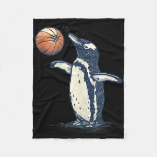 Basketball Animal Art Penguin Basketball Lover Dra Fleece Blanket