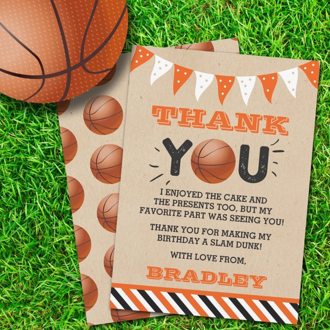Basketball Any Age Birthday Thank You Card (Creator Uploaded)