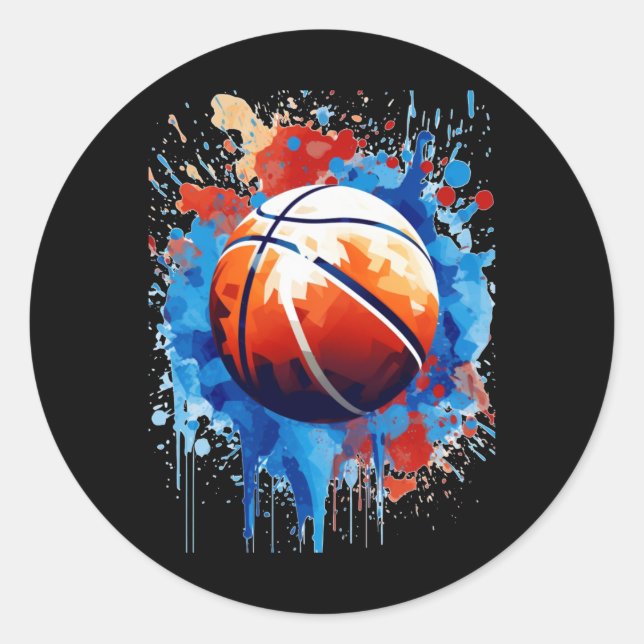 Basketball Art Poster Graphic  Classic Round Sticker (Front)