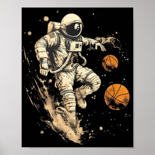 Basketball Artwork Astronaut Bball Player Splash D Poster