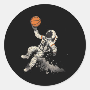 Basketball Artwork Astronaut Drawing Basketball Pl Classic Round Sticker