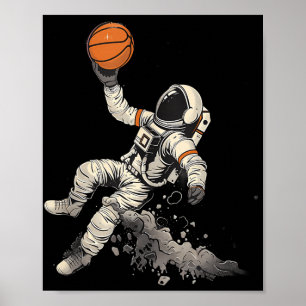 Basketball Artwork Astronaut Drawing Basketball Pl Poster
