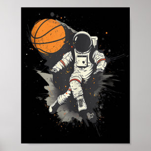 Basketball Artwork Astronaut Drawing Basketball Pl Poster