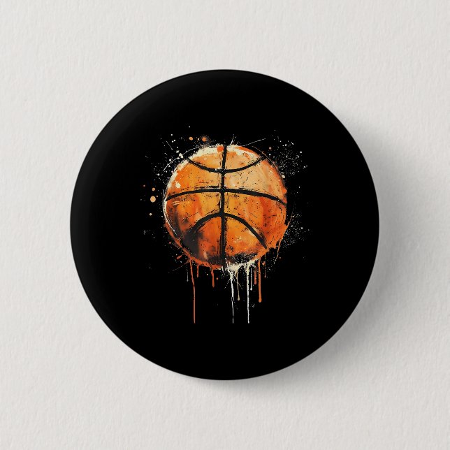 Basketball Artwork Basketball Hoop Colourful Water 6 Cm Round Badge (Front)