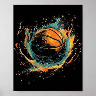 Basketball Artwork Basketball Lover Watercolor Dra Poster