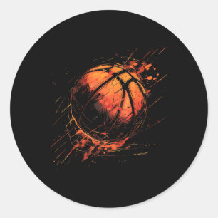 Basketball Artwork Basketball Lover Watercolor Spl Classic Round Sticker