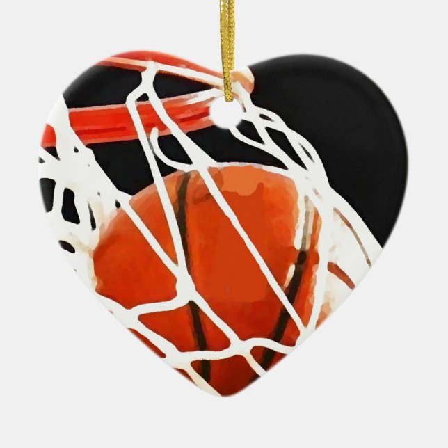 Basketball Artwork Ceramic Tree Decoration (Front)