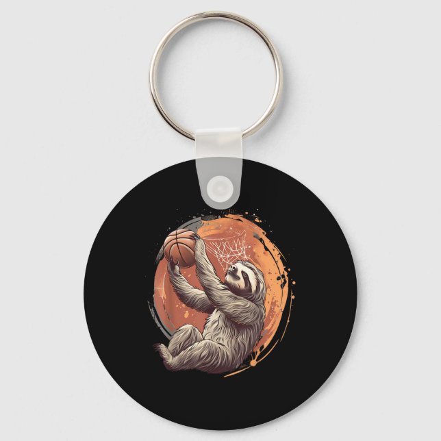 Basketball Artwork Drawing Basketball Lover Sloth  Key Ring (Front)
