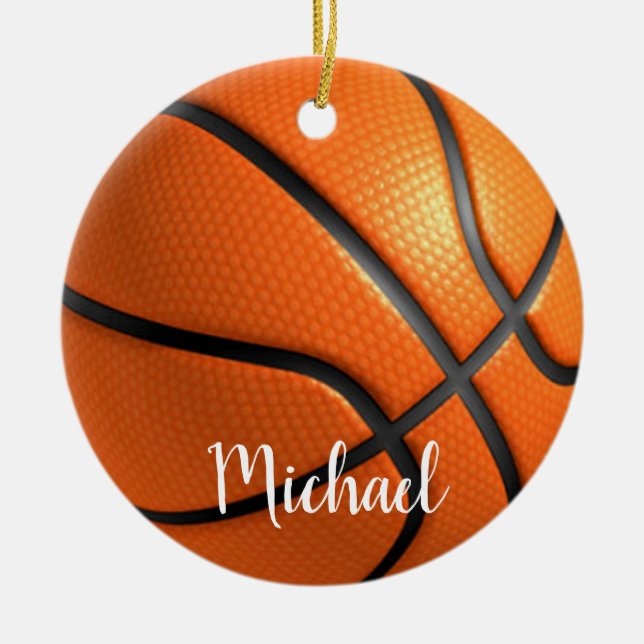Basketball Artwork Your Name Custom Ceramic Tree Decoration (Front)