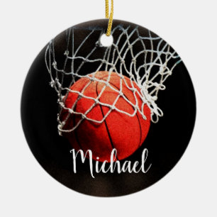 Basketball Artwork Your Name Custom Ceramic Tree Decoration