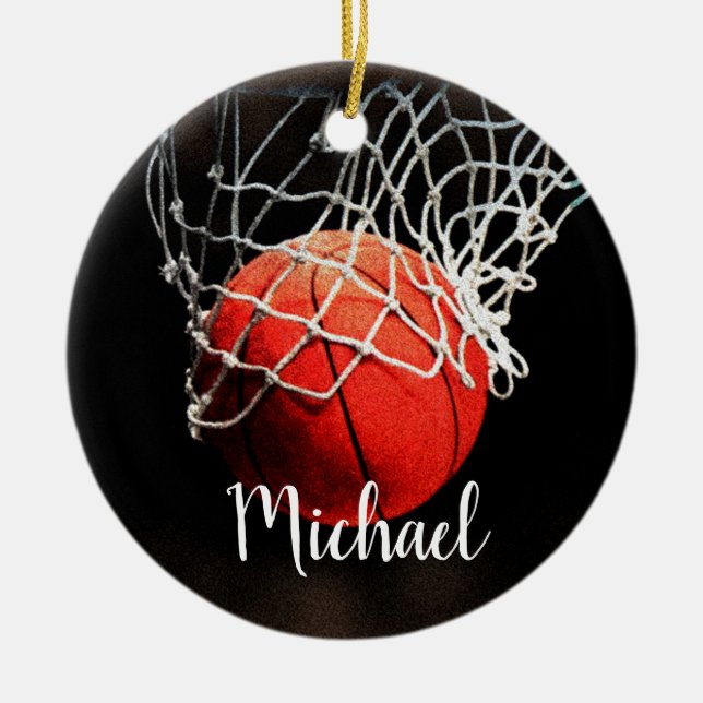 Basketball Artwork Your Name Custom Ceramic Tree Decoration (Front)