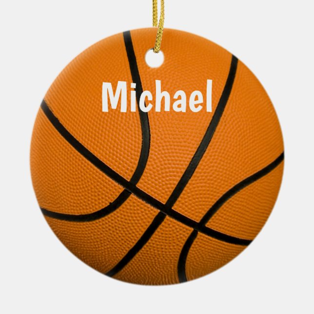 Basketball Artwork Your Name Custom Ceramic Tree Decoration (Front)