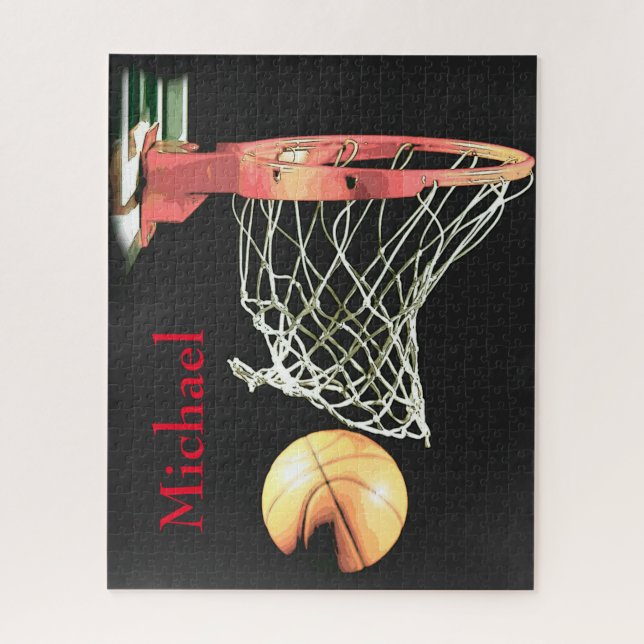 Basketball Artwork Your Name Jigsaw Puzzle (Vertical)