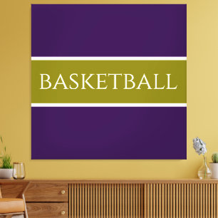 BASKETBALL Athletic Purple Golden Olive Stripes  Canvas Print