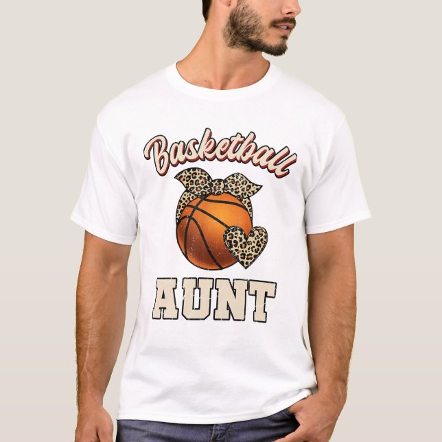 Basketball Aunt Bandanna Leopard T-Shirt (Front)