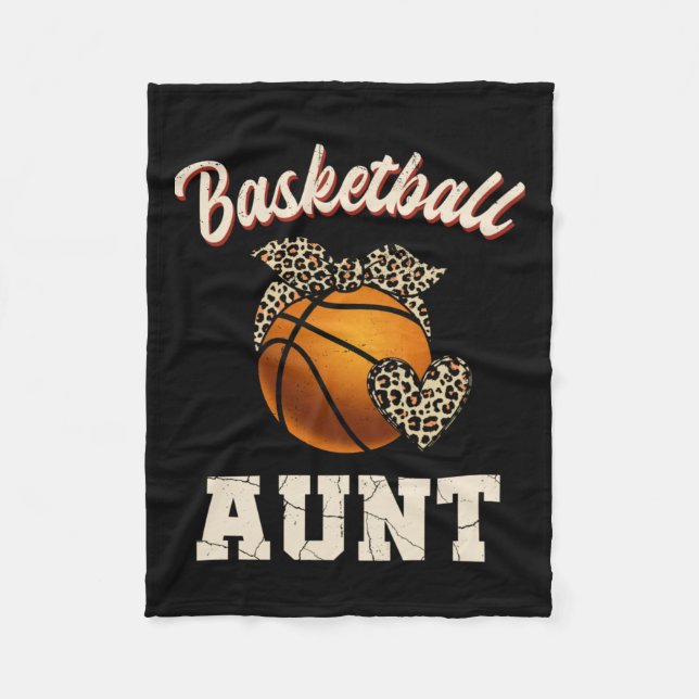 Basketball Aunt Leopard Basketball Player Mother's Fleece Blanket (Front)