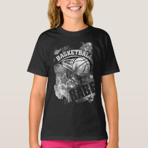 Basketball Babe, Black Grunge Basketball T-Shirt