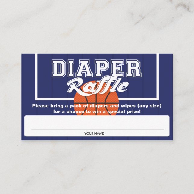 Basketball Baby Shower Diaper Raffle Tickets Enclosure Card (Front)