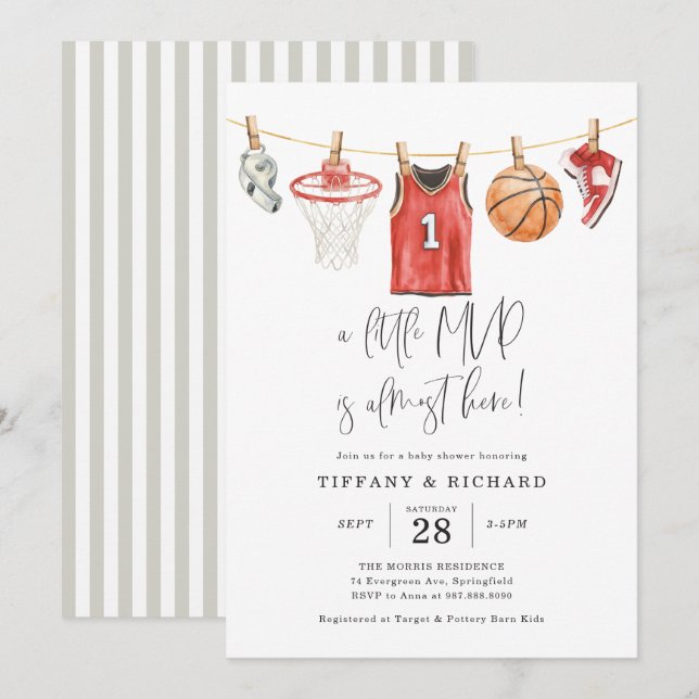 Basketball Baby Shower Invitation (Front/Back)
