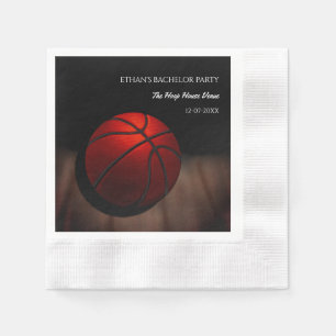 Basketball bachelor / birthday party Orange Black Napkin