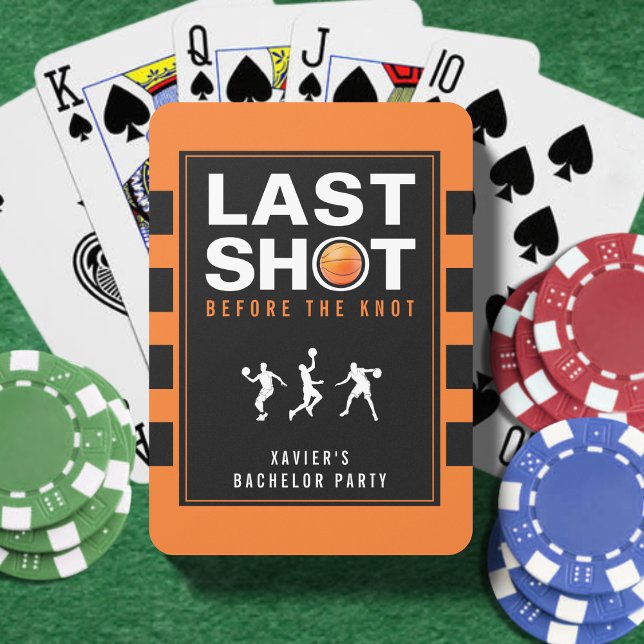 Basketball Bachelor Party Last Shot Orange Striped Playing Cards (Creator Uploaded)