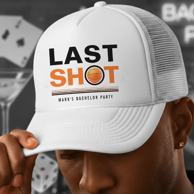 Basketball Bachelor Party Last Shot Orange & White Trucker Hat (Basketball Bachelor Party Last Shot Orange & White Trucker Hat
)