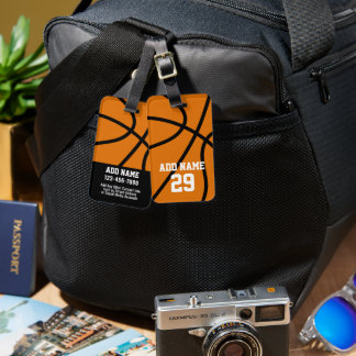 Basketball Background with Name and Contact Info Luggage Tag