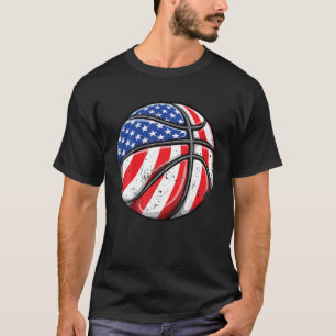 Basketball Ball 4Th Of July Men Women American Fla T-Shirt