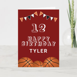 Basketball Ball and Flags Kids Birthday Card