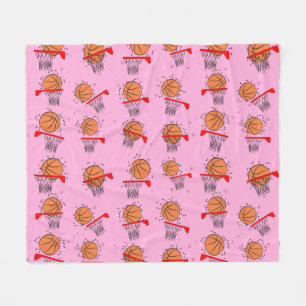 Basketball - Ball and Hoop Pattern  Fleece Blanket