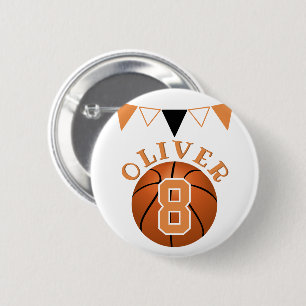 Basketball Ball Bunting Flags Kids Birthday 6 Cm Round Badge