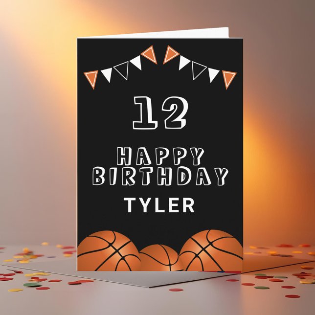 Basketball Ball Bunting Flags Kids Birthday Card (Creator Uploaded)